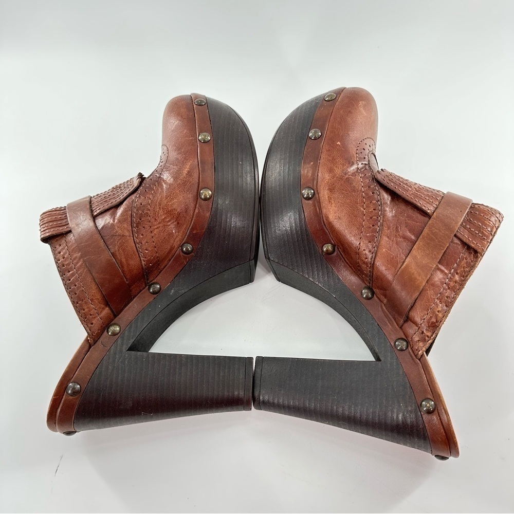New Carlos clogs size 9.5 Dia brown leather chunky platform clogs vintage y2k - Picture 6 of 13